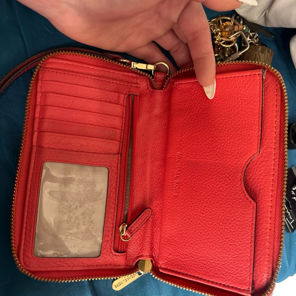 Michael Kors pink (coral) pebbled bifold wallet